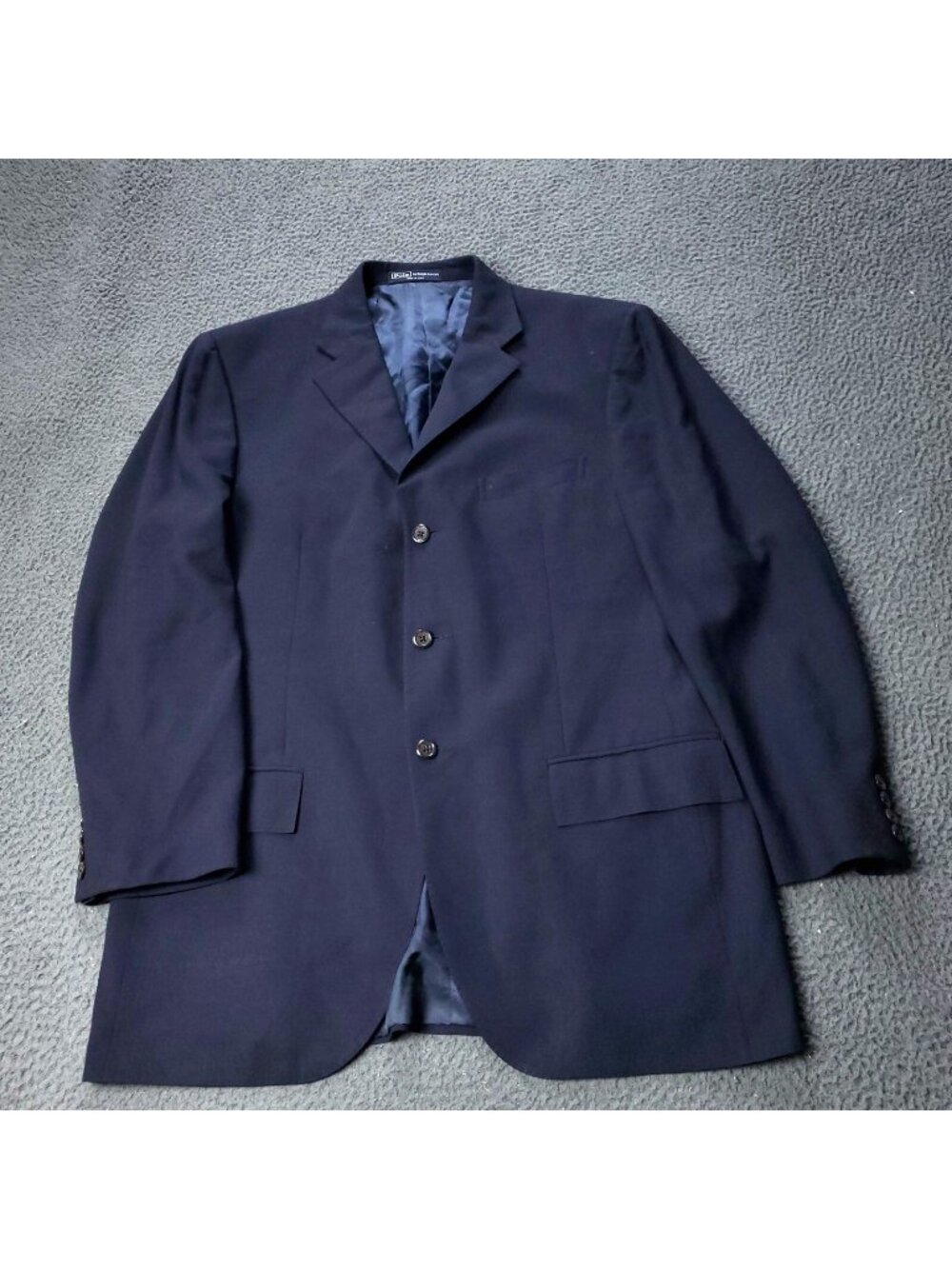 VINTAGE Polo Ralph Lauren Blazer Mens 40R Wool Suit Jacket Blue Buttons